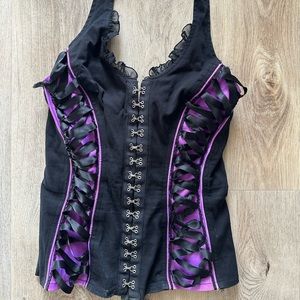 TRIPP PURPLE AND BLACK CORSET LACE UP VINTAGE DEADSTOCK SZ LARGE